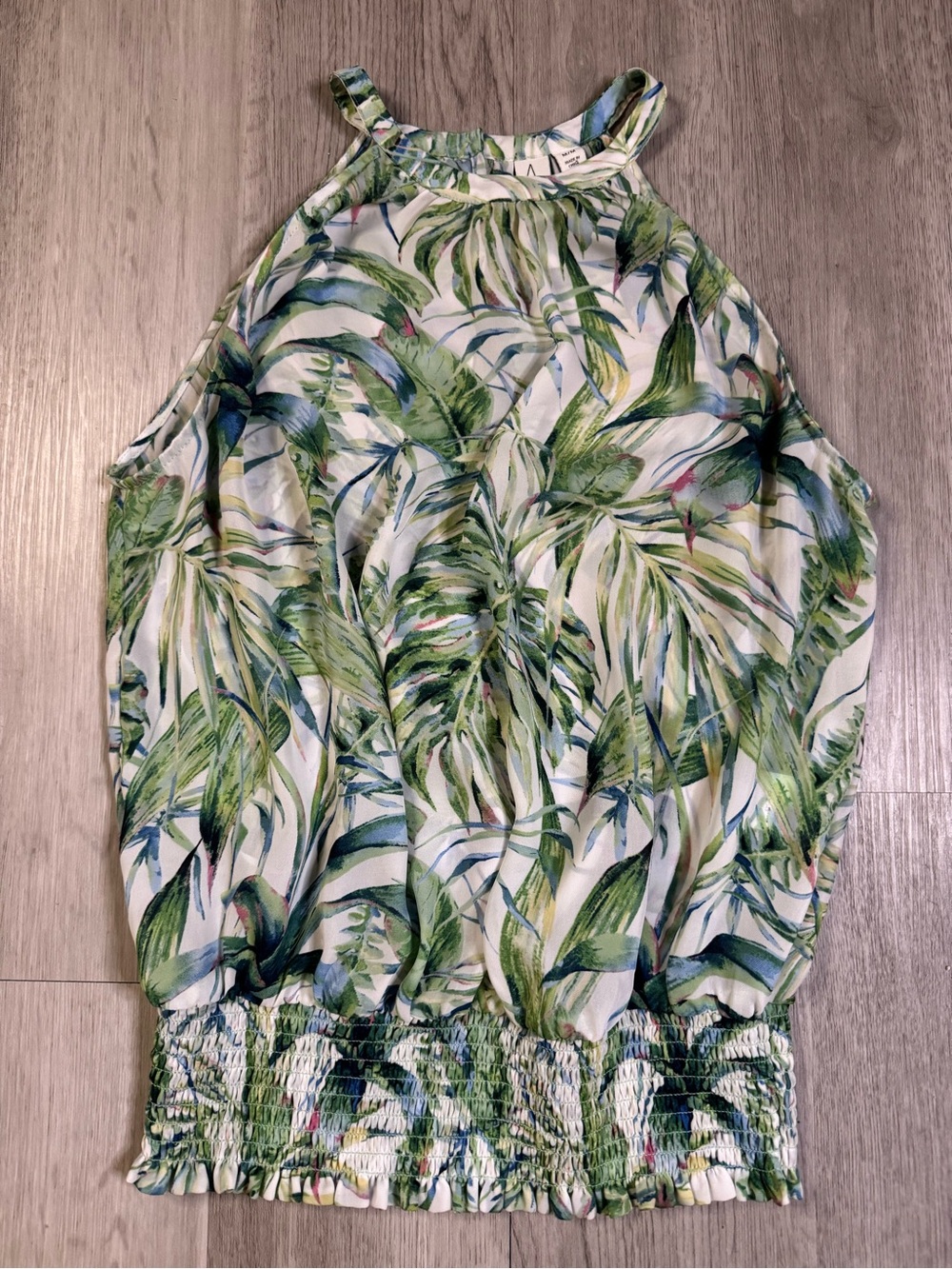 Joie Womens Sleeveless Top Green And White Leaf Hawaiian Print Tropical Medium